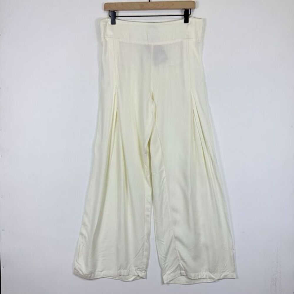 Aller Simplement Ivory Wide‎ Leg Beachy Elastic Back Pants Women's Large XL NEW